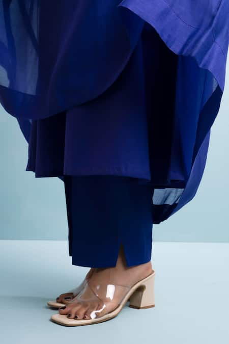 Buy_The White Tree Studio_Purple Chanderi, Cotton Embroidery V-neck Floral Anarkali Set _Online_at_Aza_Fashions