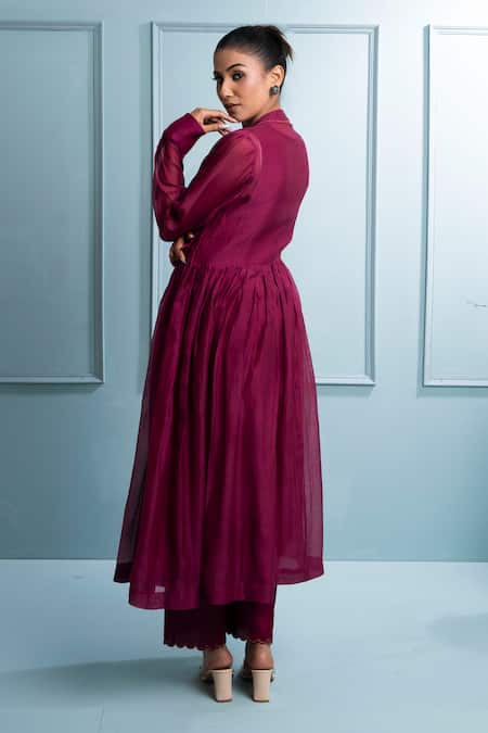 The White Tree Studio Floral Applique Angarkha Kurta Set 