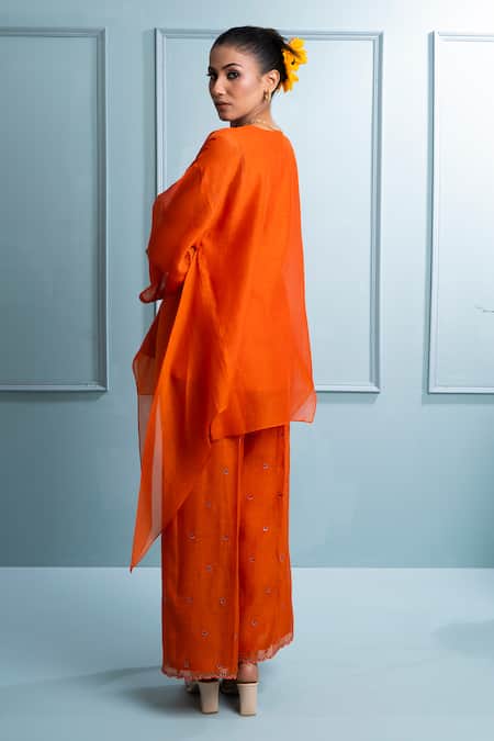 The White Tree Studio Floral Applique Orange Tunic Set 