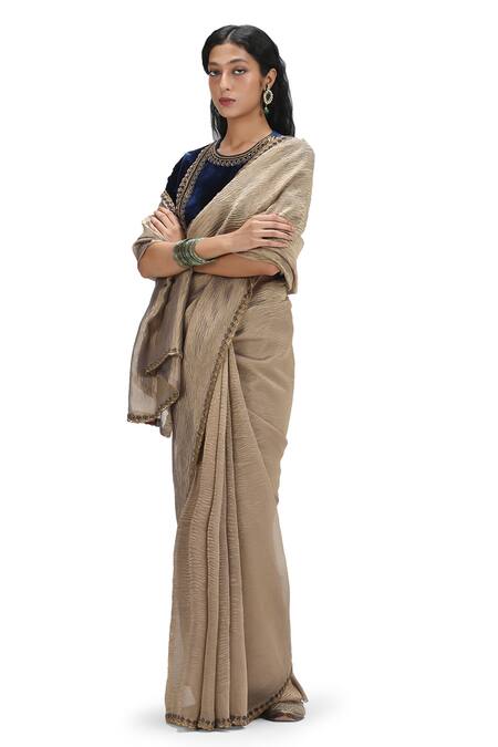 Buy Mimamsaa Gray Crepe Sequins Grey Embroidered Woven Saree Online at Aza Fashions Buy_Mimamsaa_Gray Crepe Sequins Grey Embroidered Woven Saree _Online_at_Aza_Fashions