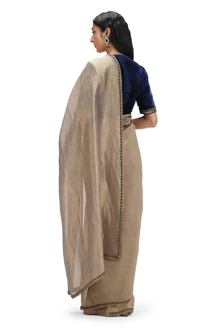 Mimamsaa Grey Sequin Embroidered Woven Saree 