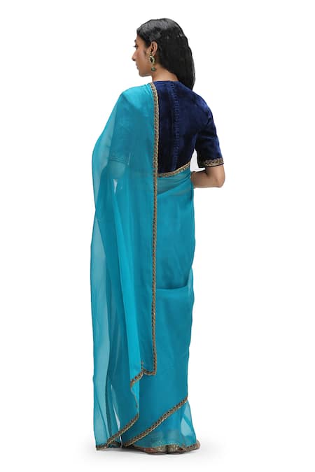 Mimamsaa Aegean Blue Sequin Scallop Saree & Blouse 