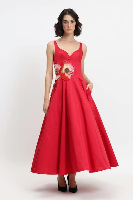 Gauri & Nainika Hand Embroidered Flower Maxi Dress 