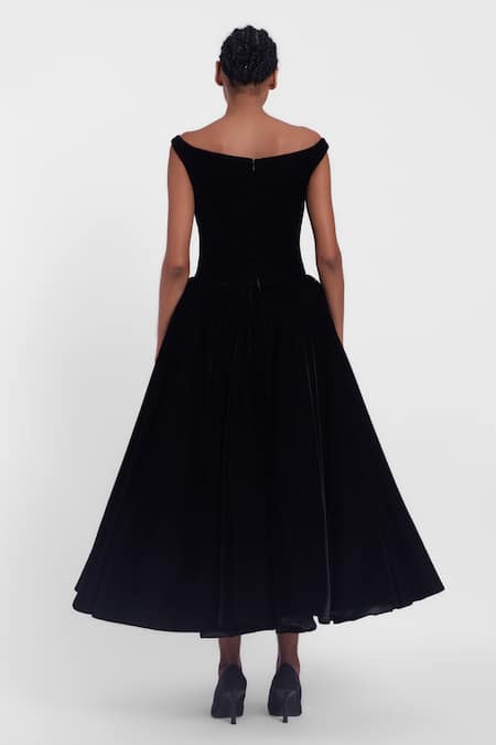 Gauri & Nainika Off Shoulder Velvet Dress 
