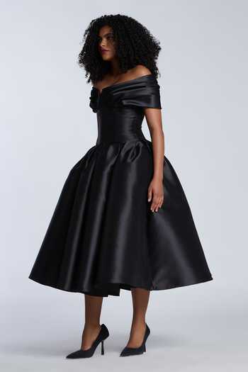 Buy Gauri & Nainika Black Microfiber Off-shoulder Off Corset Dress Online at Aza Fashions Buy_Gauri & Nainika_Black Microfiber Off-shoulder Off Corset Dress _Online_at_Aza_Fashions