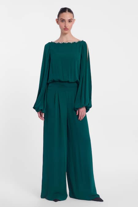 Gauri & Nainika Crystal Pearl Embellished Jumpsuit 