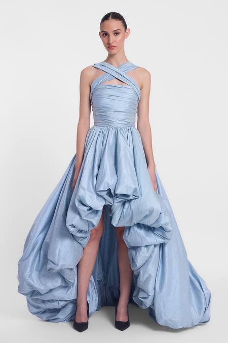 Gauri & Nainika Criss Cross Halter Neck Balloon Gown 