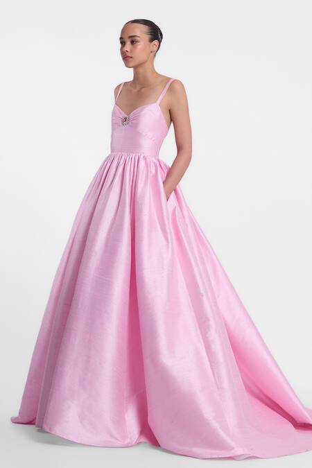 Buy_Gauri & Nainika_Pink Silk Brooches Sweetheart Neck Embellished Gown And Stole _Online_at_Aza_Fashions