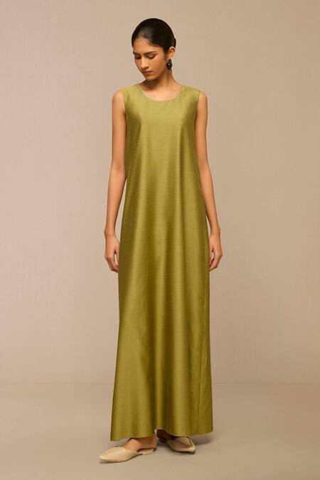 Ampm Green Chanderi Embroidery Round Neck Tea And Grey Jacket Online at Aza Fashions Ampm_Green Chanderi Embroidery Round Neck Tea And Grey Jacket_Online_at_Aza_Fashions