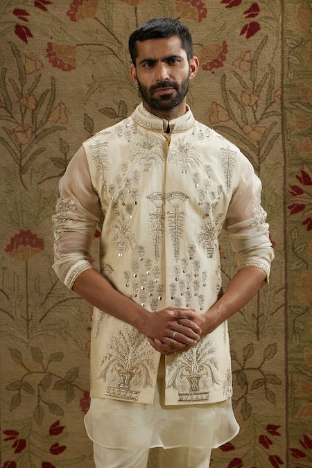 SVA by Sonam & Paras Modi Magnolia Embroidered Bundi 