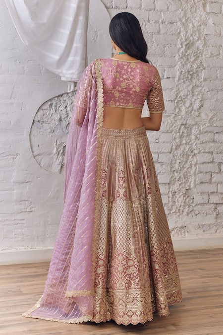 Studio Iris India Zari Embroidered Pink Lehenga Set
