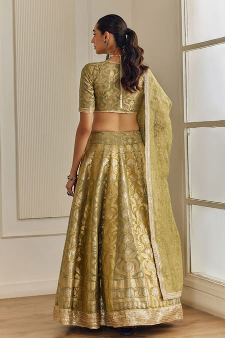 Studio Iris India Floral Zari Woven Lehenga Set