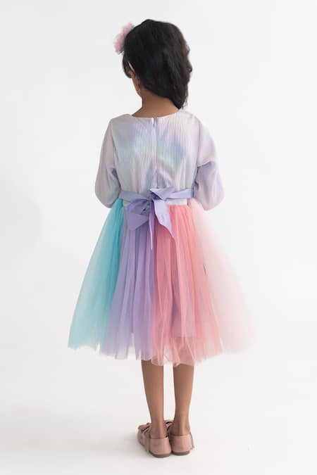 A Little Fable Multi Color Ice Cream Embroidered Dress 