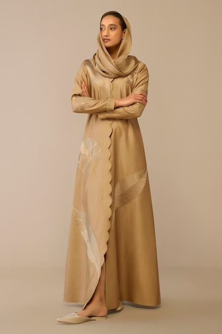 Ampm_Beige Silk Scarf _Online_at_Aza_Fashions