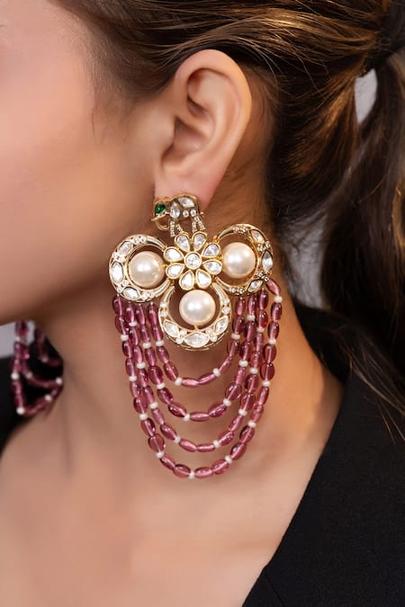 Xago Gold Moissanite Floral Tassel Earrings 