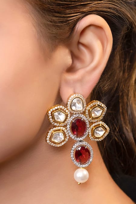 Xago Gold Moissanite Floral Earrings 