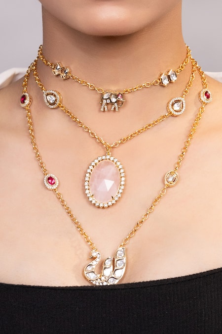 Xago Moissanite Embellished Layered Necklace 