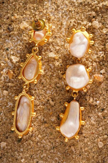Buy Kastiya Jewels Gold Plated Pearls Baroque Fresh Water Earrings Online at Aza Fashions Buy_Kastiya Jewels_Gold Plated Pearls Baroque Fresh Water Earrings_Online_at_Aza_Fashions