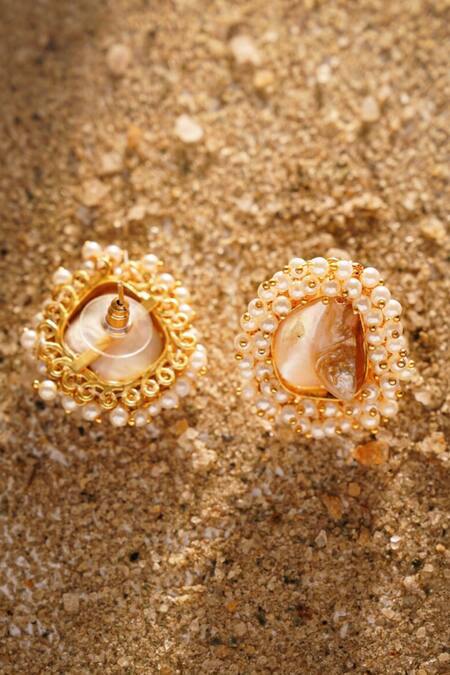 Kastiya Jewels Gold Plated Pearls Embellished Stud Earrings Online at Aza Fashions Kastiya Jewels_Gold Plated Pearls Embellished Stud Earrings_Online_at_Aza_Fashions