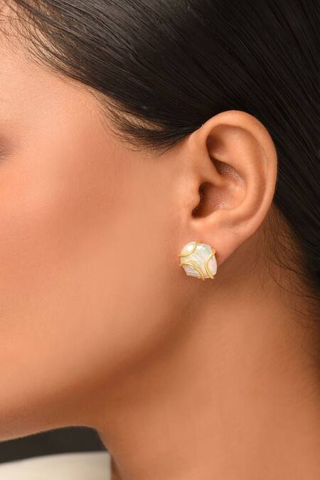 Kastiya Jewels Gold Plated Pearls Baroque Stud Earrings Online at Aza Fashions Kastiya Jewels_Gold Plated Pearls Baroque Stud Earrings_Online_at_Aza_Fashions