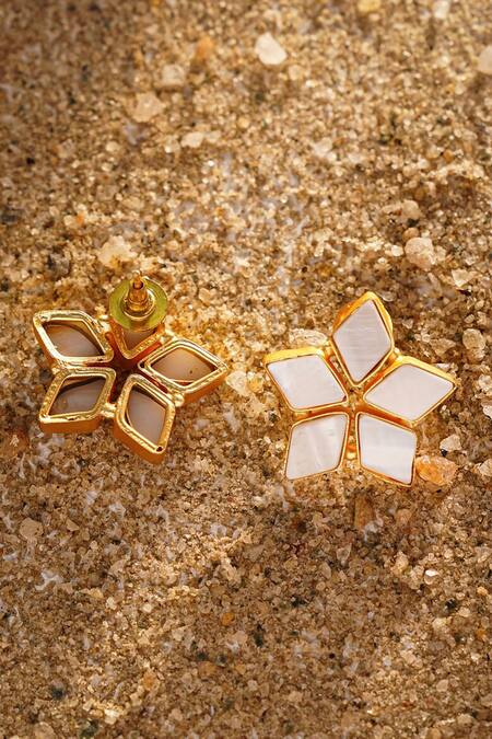 Buy Kastiya Jewels Gold Plated Pearls Star Shaped Stud Earrings Online at Aza Fashions Buy_Kastiya Jewels_Gold Plated Pearls Star Shaped Stud Earrings_Online_at_Aza_Fashions