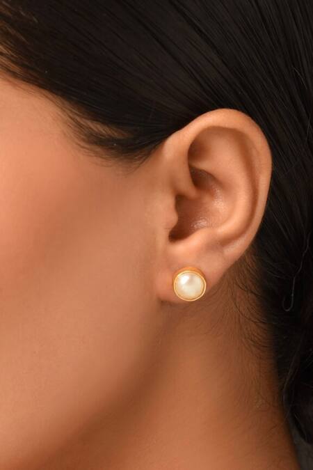 Kastiya Jewels Gold Plated Pearls Stud Earrings Online at Aza Fashions Kastiya Jewels_Gold Plated Pearls Stud Earrings_Online_at_Aza_Fashions