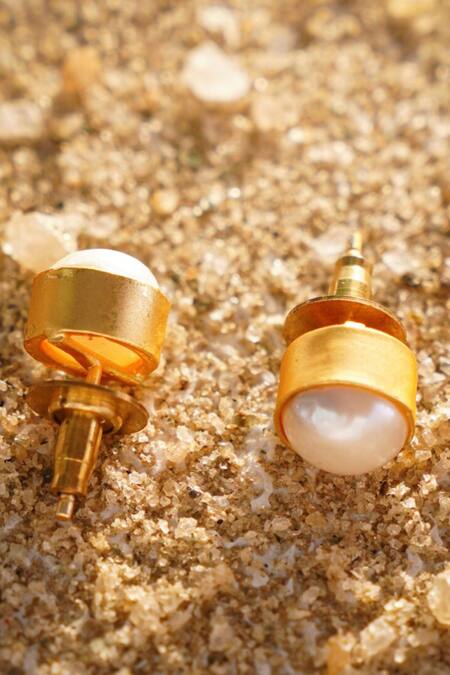 Buy Kastiya Jewels Gold Plated Pearls Stud Earrings Online at Aza Fashions Buy_Kastiya Jewels_Gold Plated Pearls Stud Earrings_Online_at_Aza_Fashions
