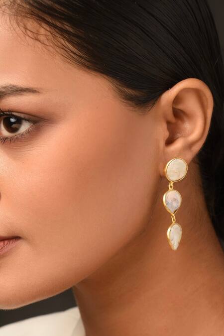 Buy Kastiya Jewels Gold Plated Pearls Dangler Earrings Online at Aza Fashions Buy_Kastiya Jewels_Gold Plated Pearls Dangler Earrings_Online_at_Aza_Fashions