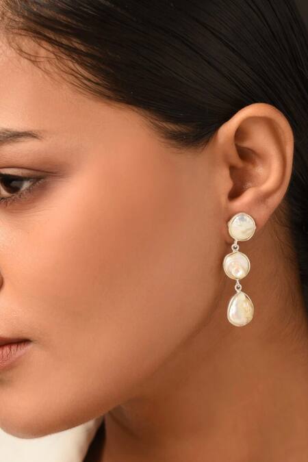 Kastiya Jewels_Gold Plated Pearls Fresh Water Danglers_Online_at_Aza_Fashions