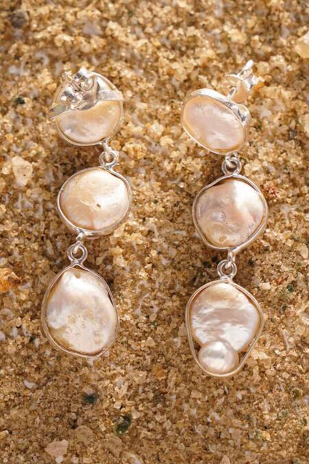 Buy_Kastiya Jewels_Gold Plated Pearls Fresh Water Danglers_Online_at_Aza_Fashions