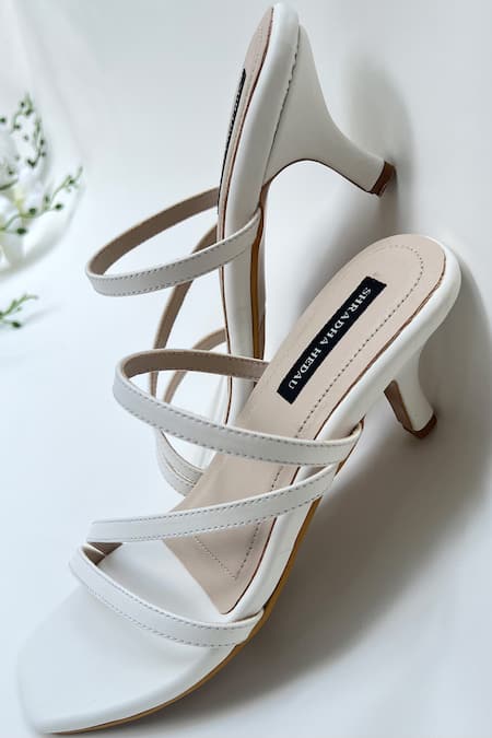 Shradha Hedau Footwear Couture_White Plain Multi-strap Heels _Online_at_Aza_Fashions