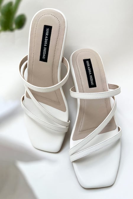 Buy_Shradha Hedau Footwear Couture_White Plain Multi-strap Heels _Online_at_Aza_Fashions