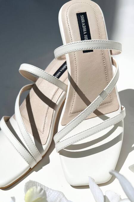 Shradha Hedau Footwear Couture_White Plain Multi-strap Heels _at_Aza_Fashions
