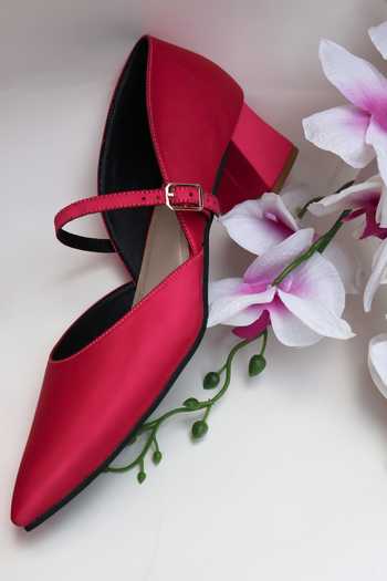 Buy_Shradha Hedau Footwear Couture_Pink Hot Pointed Toe Block Heels _Online_at_Aza_Fashions