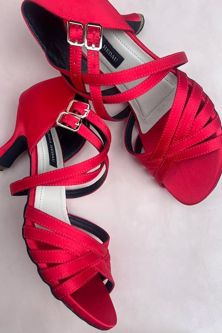 Buy_Shradha Hedau Footwear Couture_Red Strappy Peep Toe Heels 