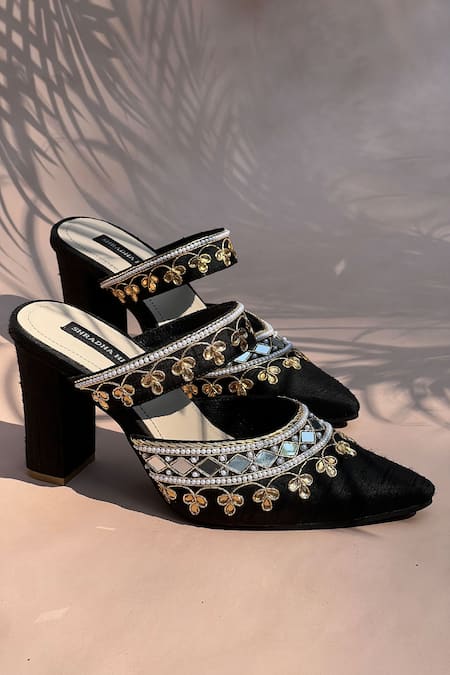 Shradha Hedau Footwear Couture Floral & Geometric Embroidered Closed Heels 