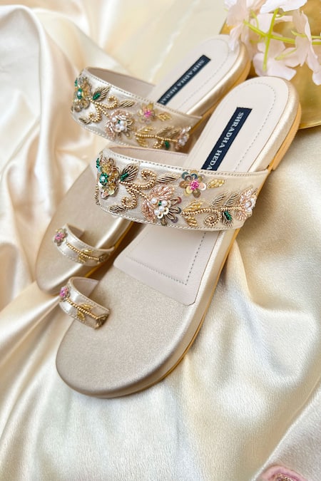 Shradha Hedau Footwear Couture Floral Vine Embroidered Kolhapuri Flats 