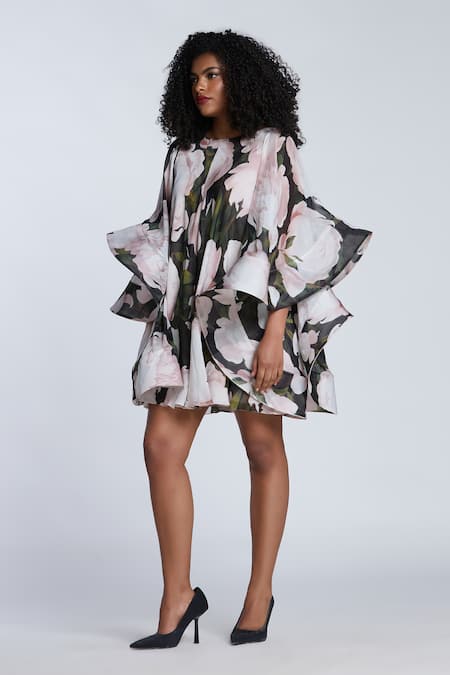 Gauri & Nainika Bloom Print Ruffled Short Dress 