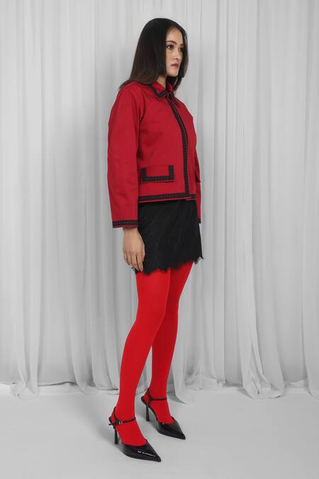 Leh Studios Black Viscose Lace, Patchwork Mini Skirt Online at Aza Fashions Leh Studios_Black Viscose Lace, Patchwork Mini Skirt _Online_at_Aza_Fashions