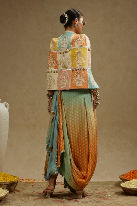 Sva By Sonam & Paras Modi Cutdana Embellished Jacket & Skirt Set 