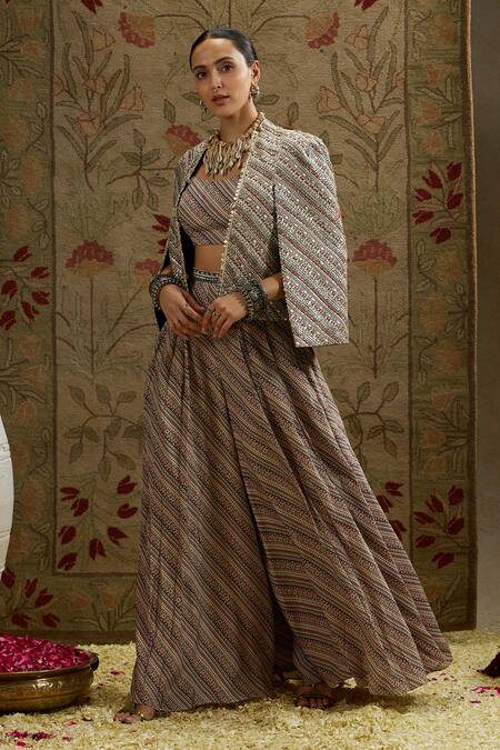 Buy Sva By Sonam & Paras Modi Multi Color Crepe Sequins, Beads Round Multicolored Embellished Jacket Set Online at Aza Fashions Buy_Sva By Sonam & Paras Modi_Multi Color Crepe Sequins, Beads Round Multicolored Embellished Jacket Set_Online_at_Aza_Fashions