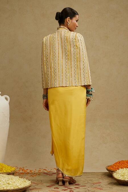 Sva By Sonam & Paras Modi Embellished Jacket & Draped Skirt Set 