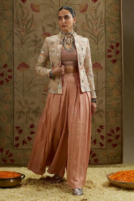 SVA by Sonam & Paras Modi Embellished Jacket & Bustier Pant Set 