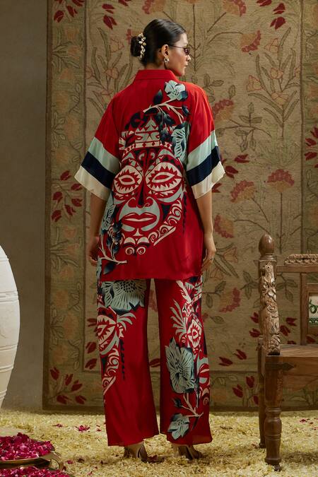 Sva By Sonam & Paras Modi Printed Mask Design Top & Pant Set 