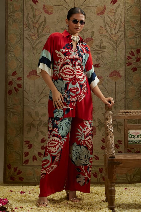 SVA by Sonam & Paras Modi Printed Mask Design Top & Pant Set 