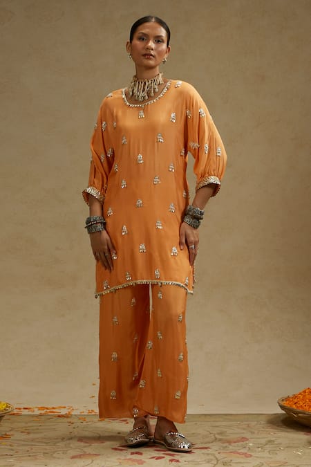 SVA by Sonam & Paras Modi Embroidered Bead Tunic & Pant Set 