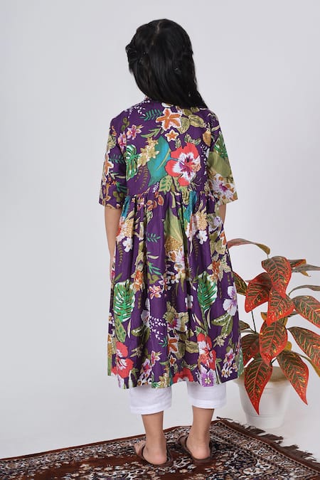 The Cotton Staple Floral Print A-line Kurta Set 