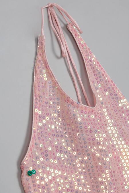 Saka Designs Pink Georgette, Taffeta Sequins Ruffled Tiered Lehenga And Blouse Online at Aza Fashions Saka Designs_Pink Georgette, Taffeta Sequins Ruffled Tiered Lehenga And Blouse_Online_at_Aza_Fashions