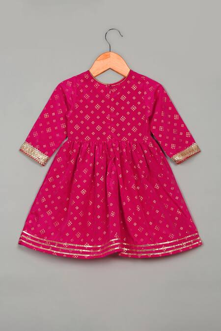 Saka Designs_Pink Rayon Embroidery, Lace Geometric Print Peplum Kurta And Palazzo Set_at_Aza_Fashions