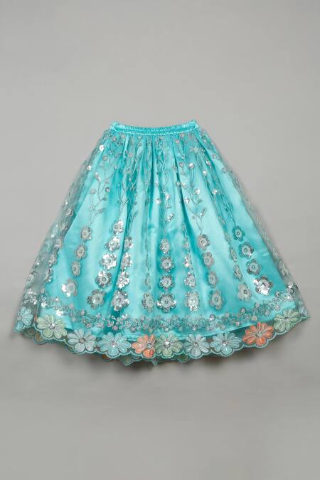 Saka Designs Blue Net, Satin Sequins Embroidered Lehenga And Blouse Online at Aza Fashions Saka Designs_Blue Net, Satin Sequins Embroidered Lehenga And Blouse_Online_at_Aza_Fashions